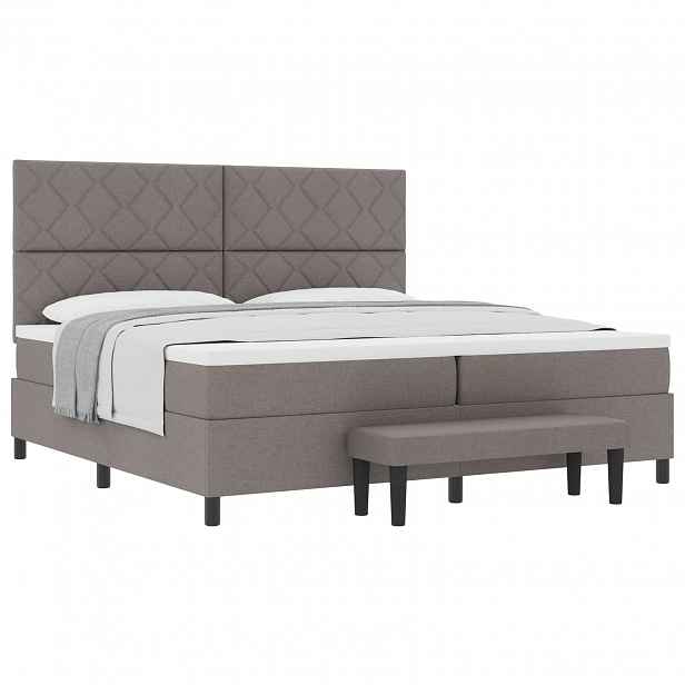 vidaXL Postel s boxspringem s čelo Taupe 200 x 200 cm textil