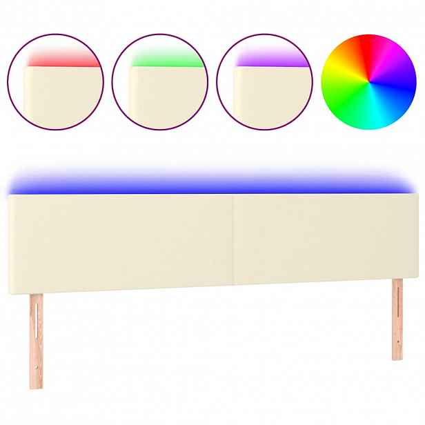 vidaXL Čelo postele s LED krémové 160x5x78/88 cm umělá kůže