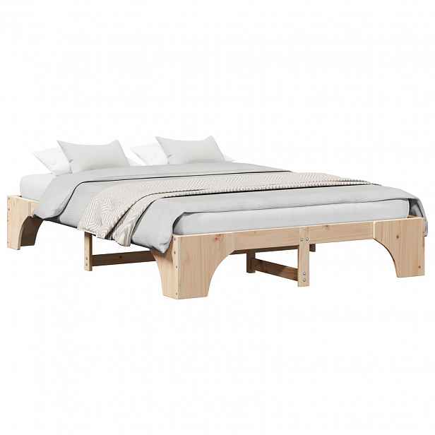 vidaXL Rám postele Přírodní 150 x 200 cm Masivní borové dřevo