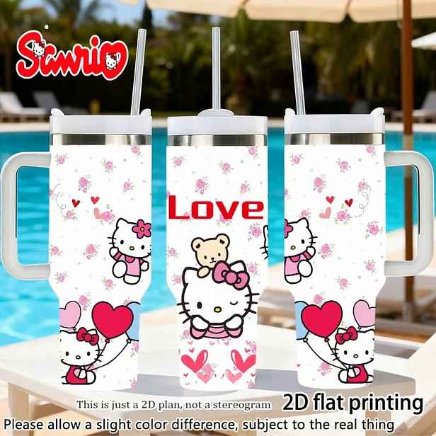 Termohrnek termos velký láhev na pití Hello Kitty Růžová Kawaii Ytk 1200 ml