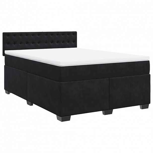 vidaXL Box spring postel s matrací černá 140 x 190 cm samet