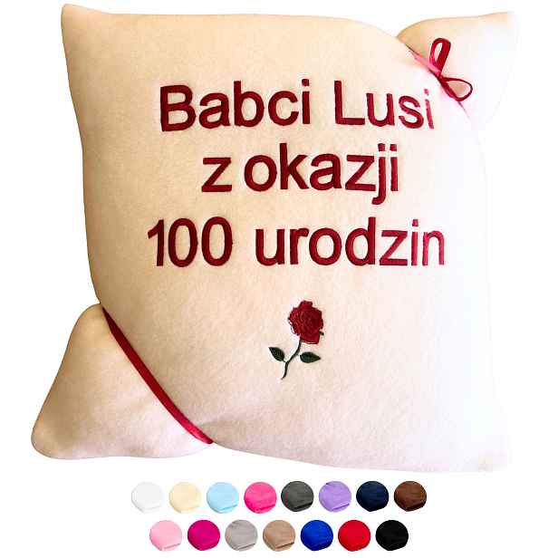 Dárek k 100. narozeninám babičky tety pro ženu ve věku sto let Polštář s výšivkou