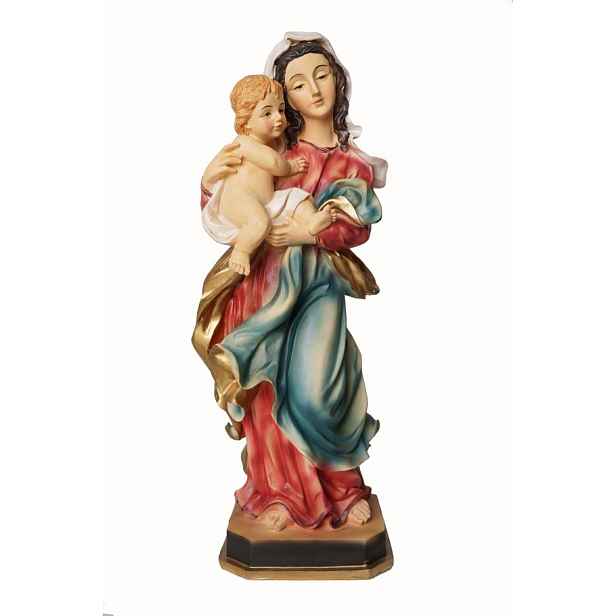 Figurka Panny Marie Matka Boží s Ježíškem Barevná 38 Cm Ručně Malovaná