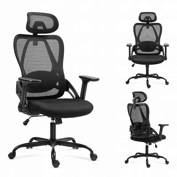 Kancelářská otočná židle Mark Adler černá ergonomická, nastavitelná k psacímu stolu