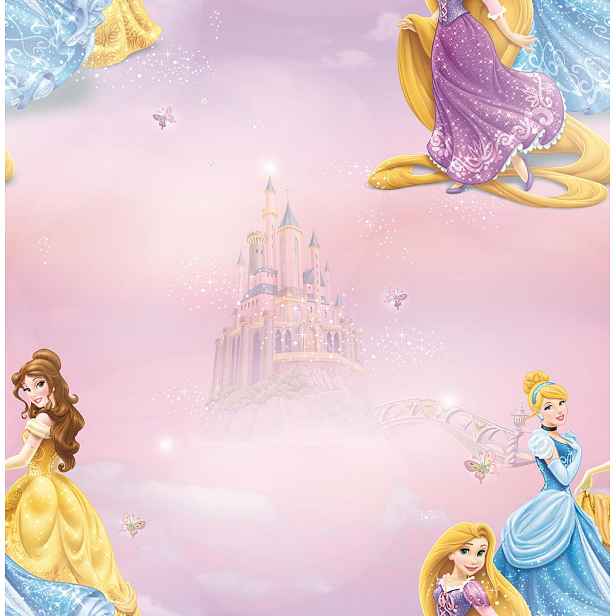 Tapeta Pro Dívku Disney Růžová S Princeznami