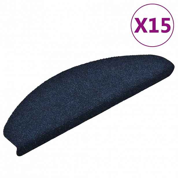 vidaXL Schodové rohože samolepicí 15 ks 65 x 21 x 4 cm tmavě modré půlkulaté velké