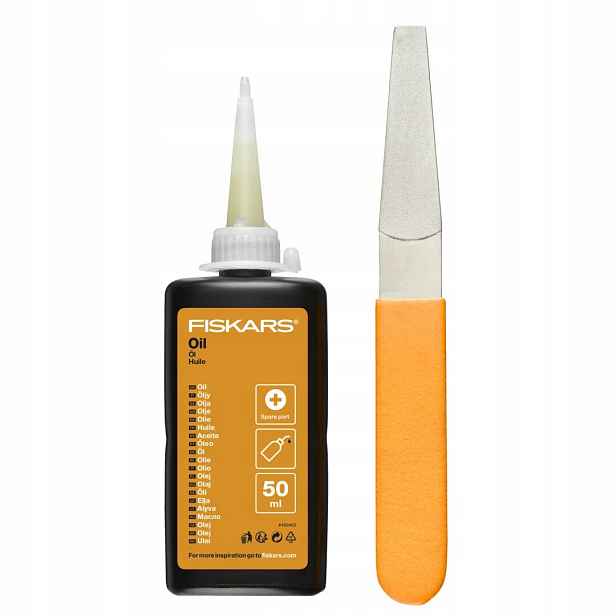 Fiskars Sada pro údržbu řezných nástrojů, olej a diamantový pilník