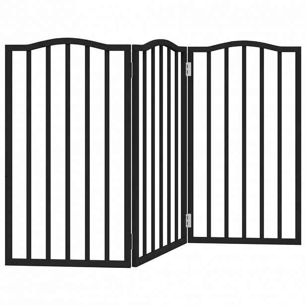 vidaXL Zábrana pro psy skládací 3 panely černá 150 cm topolové dřevo