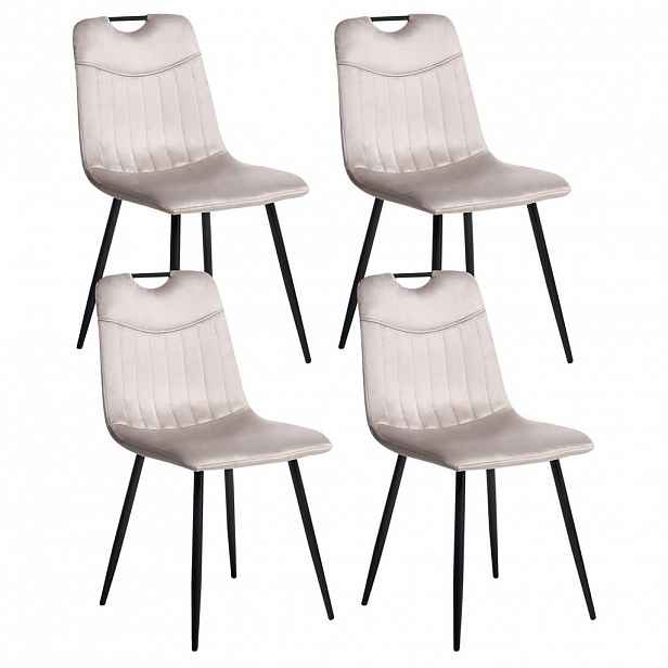 Beliani JÍDELNÍ ŽIDLE sada 4 ks Taupe Argyle
