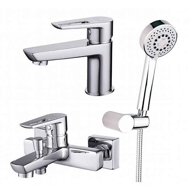 Cersanit Mille - Set umyvadlové a vanové baterie s příslušenstvím, chrom S952-003