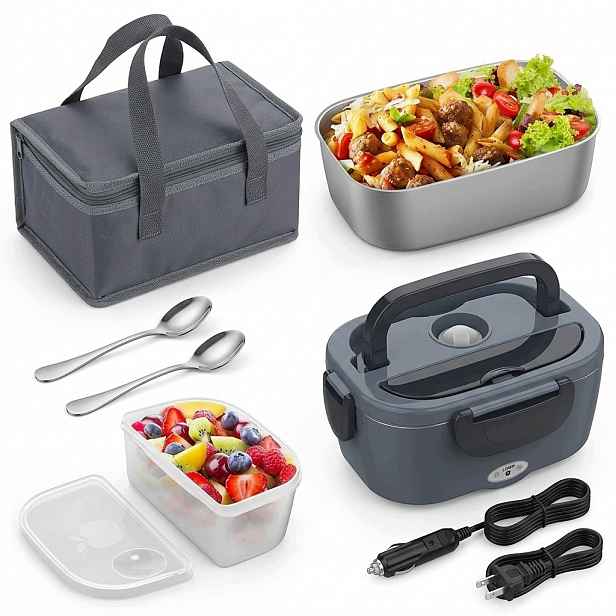 Elektrický Lunchbox pro nákladní automobil Černý Ocel 60W 1.5L