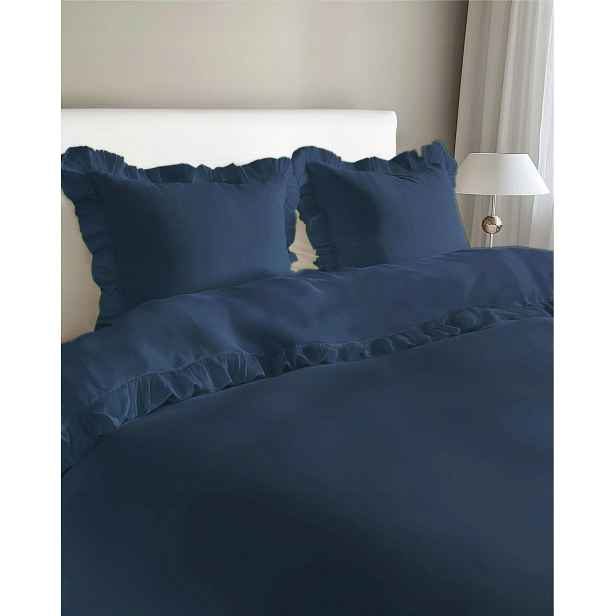 Povlečení s volánem 160 x 200 cm 100% Bavlna povlečení ve stylu Boho, barva Denim