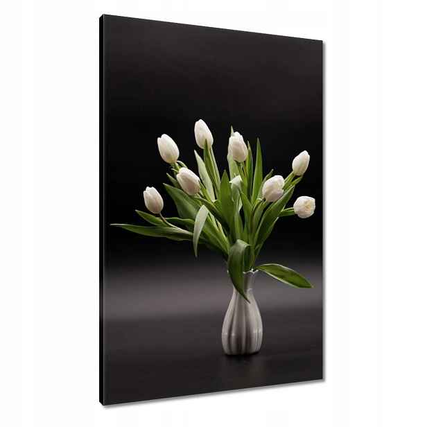 Obrazy 60x90 Bílé Tulipány ve váze