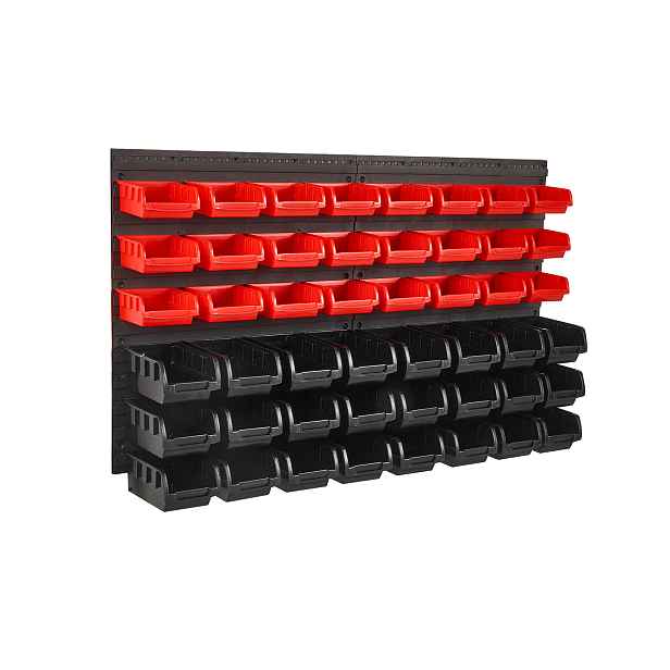 TEMU VEVOR Nástěnné úložné boxy, 48-balení regál na díly, organizér do garáže, plastový regál na nářadí do dílny s nástěnnými panely, organizér na