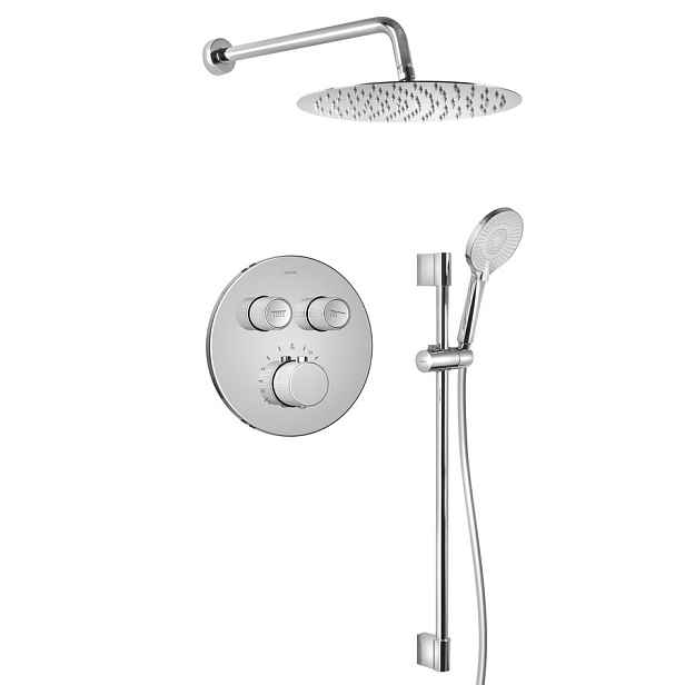 Sapho SMART SELECT podomítkový sprchový set s termostatickou baterií, 2 výstupy, posuvný držák sprchy, chrom