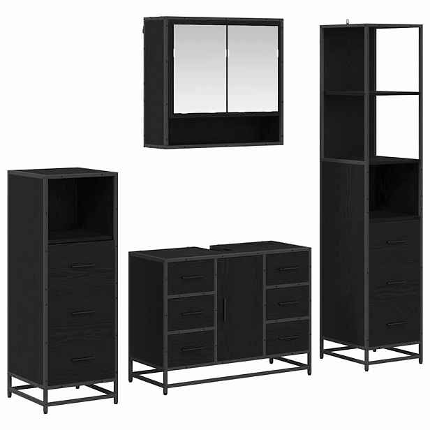 vidaXL Sada koupelnového nábytku 4 ks Černý dub 80 x 33 x 60 cm
