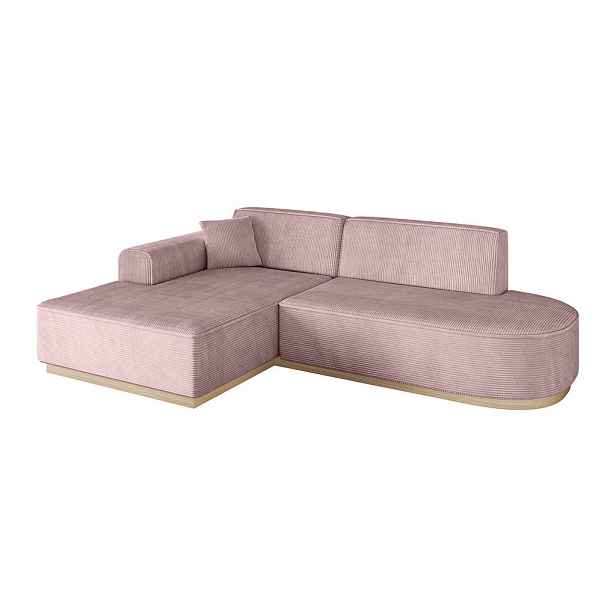ALTDECOR ROHOVÁ SEDAČKA s otomanem, levá IREA-L1 232x165x80 Růžová Manšestr