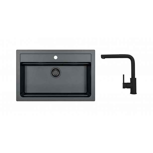 Alveus - Set dřezu Atrox 40 a baterie Zeos-P, deep black SETA25646
