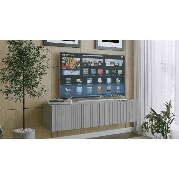 ArtExt Závěsný TV stolek JOY | 150 cm Barva: Šedá (drážky)
