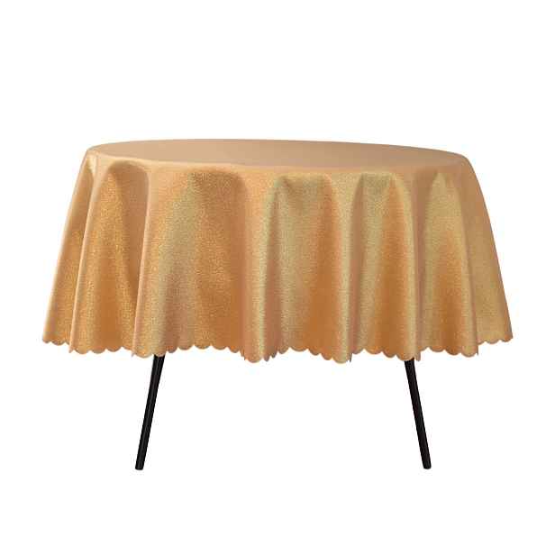 Dekorativní Ubrus Kulatý Zlatý 150 CM Lesklý Kruh Elegantní Vánoce