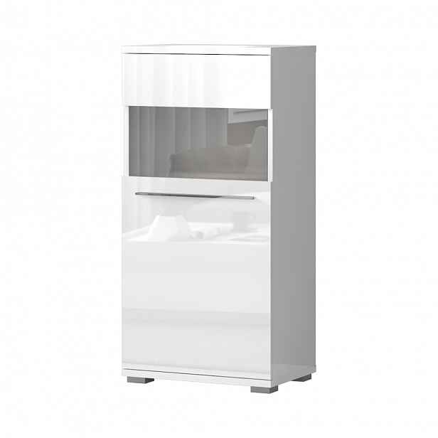 Vitrína PIANO V60-1KSV/PN bílá lesk