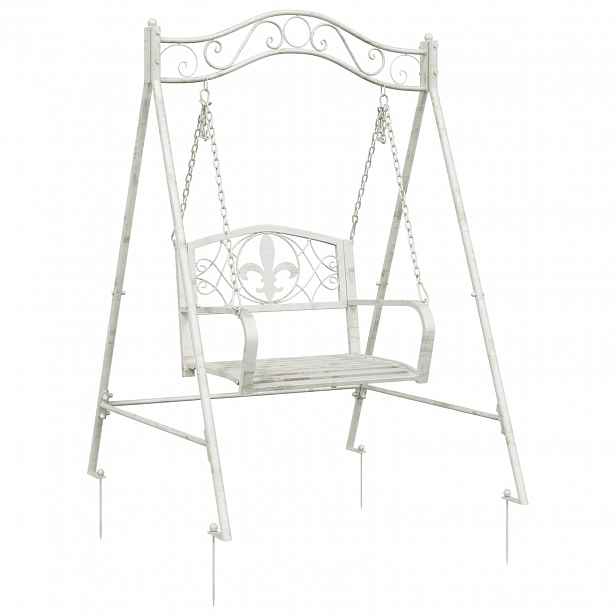vidaXL Houpací lavička Ocel 113 x 121,5 x 168 cm Antická bílá