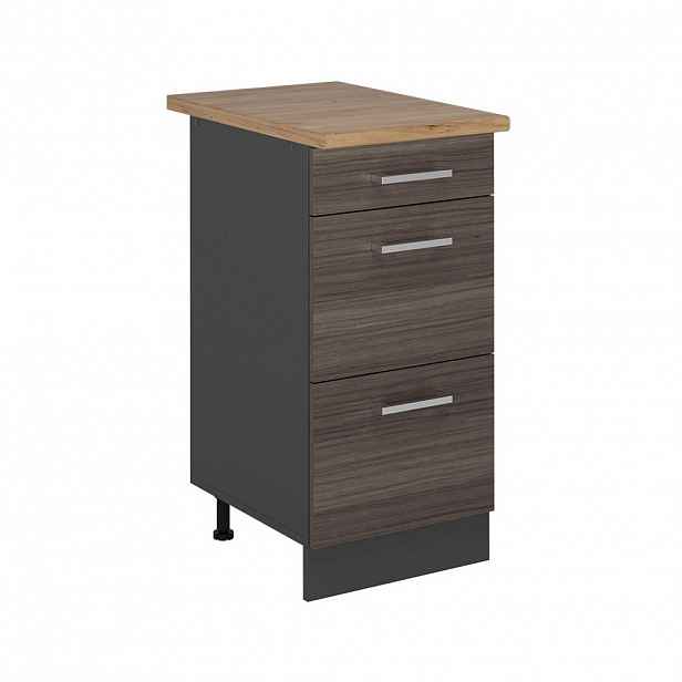 Vicco SPODNÍ SKŘÍŇKA KUCHYŇSKÉ LINKY R-Line Ušlechtilá šedá 40 cm se zásuvkami, PD Dub