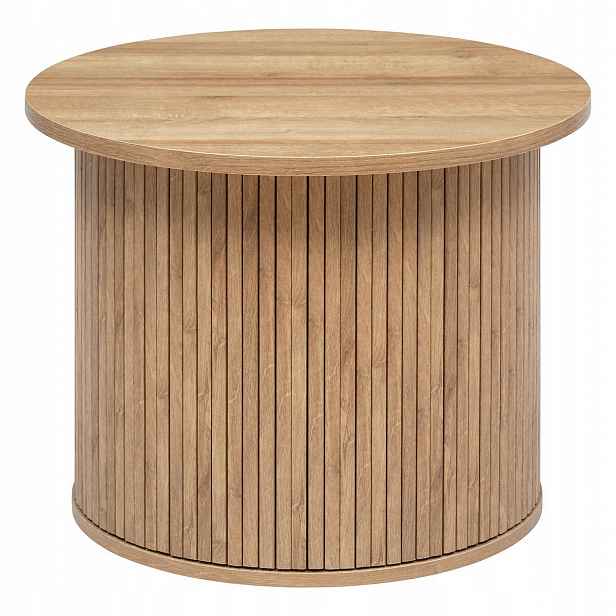 Béžový Kulatý Konferenční Stolek Do Obývacího Pokoje Cívka Mdf Ø 60 cm