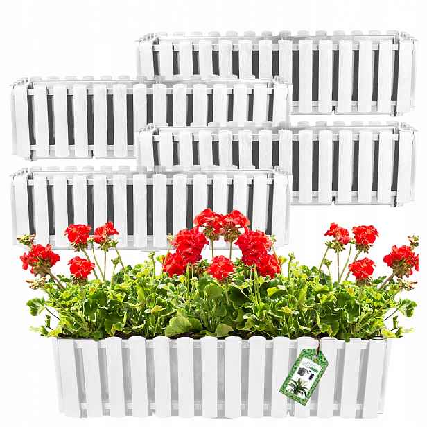 Set 4X Květináč Květináč Balkonový Truhlík Plot 58 cm