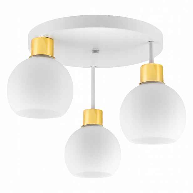 Stropní svítidlo bílá zlatá skleněná s mléčným stínidlem elegantní a moderní