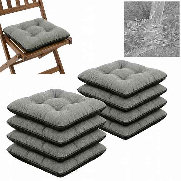 Polštář zahradní Premium voděodolný 45x45 polštář lemovka Šedá Len 8 ks