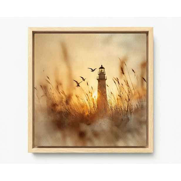 Obraz Rám Americký Box Maják Západ Slunce Mewy 50x50