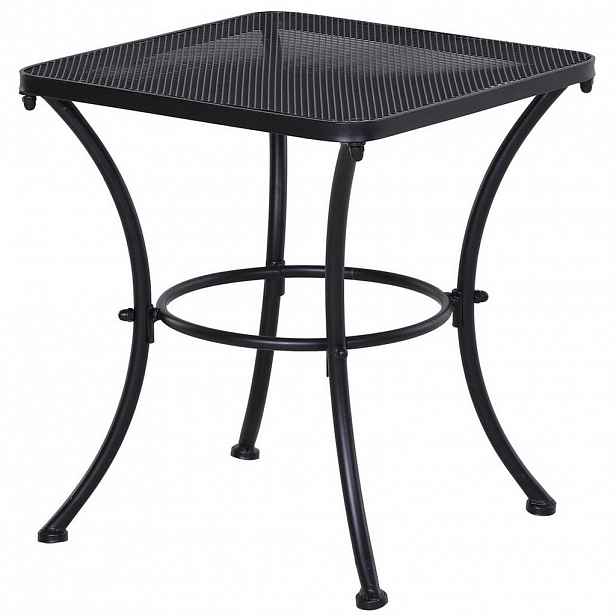 OKWISH ODKLÁDACÍ stolek 45/45/50 cm černý z kovu s odkládací deskou ve stylu pletiva