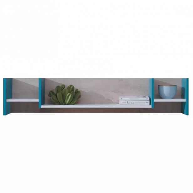 Polička Planet 125x55  cm Bílý/Dub/Tyrkysový
