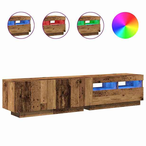 vidaXL TV stolek s LED old wood 180x35x40 cm kompozitní dřevo