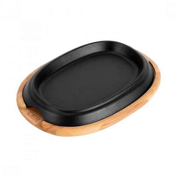 Oválný plotýnka na fajitas, 26 x 19 cm, s dřevěným servírovacím talíře
