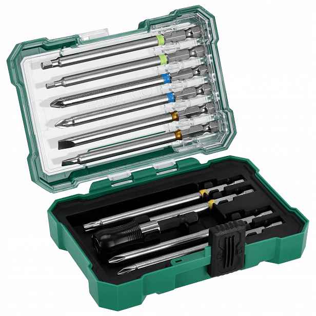 Sada bitů z oceli S2 100 mm s adaptérem, 11 ks. Stalco S-13720