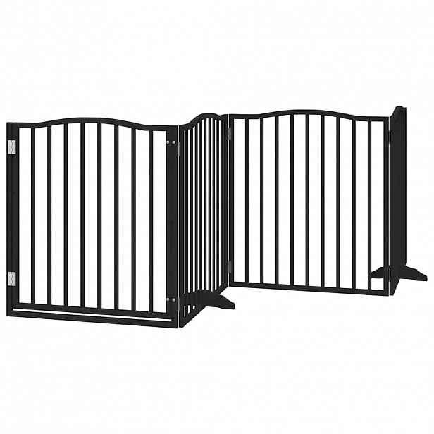 vidaXL Zábrana pro psy s dvířky skládací 4 panely černá 320 cm topol