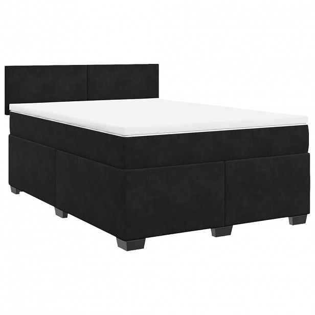 vidaXL Box spring postel s matrací černá 140x200 cm samet