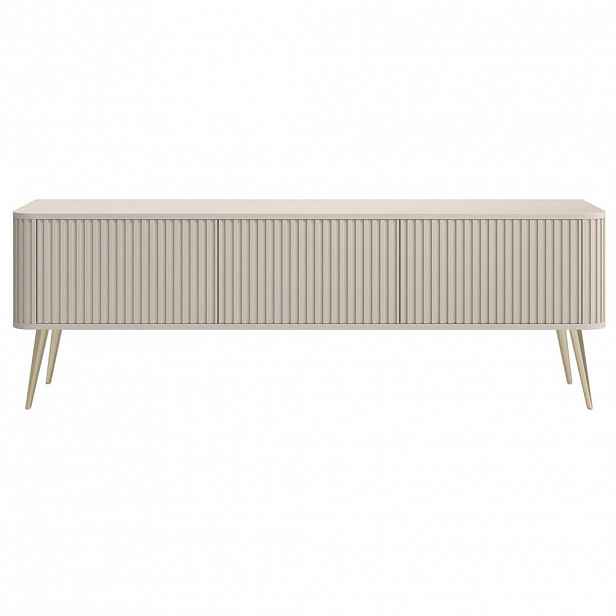 Selsey TV stolek Ovarlo šedobéžový s drážkovanými čely 3dveřový 163/49/38 cm