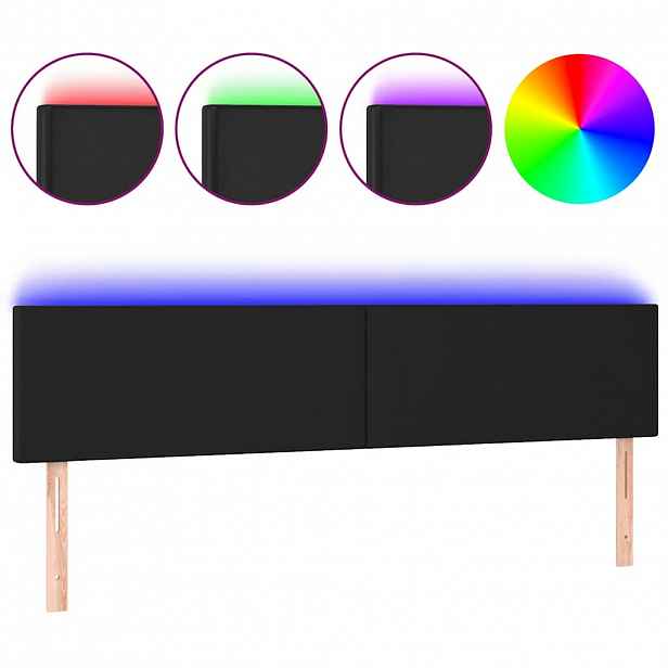 vidaXL Čelo postele s LED černé 200x5x78/88 cm umělá kůže