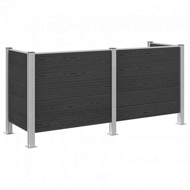 vidaXL Plot pro popelnice Šedá 237 x 85 x 115 cm Hliník a WPC