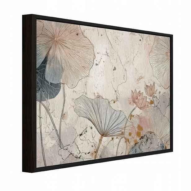 Wallarena ZARÁMOVANÉ obrazy květiny beton béžová 120x80 cm