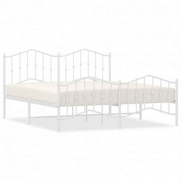 vidaXL Kovový rám postele s hlavovým a nožním čelem bílý 183 x 213 cm