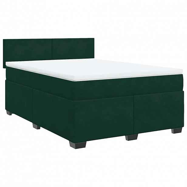 vidaXL Box spring postel s matrací tmavě zelená 140x200 cm samet