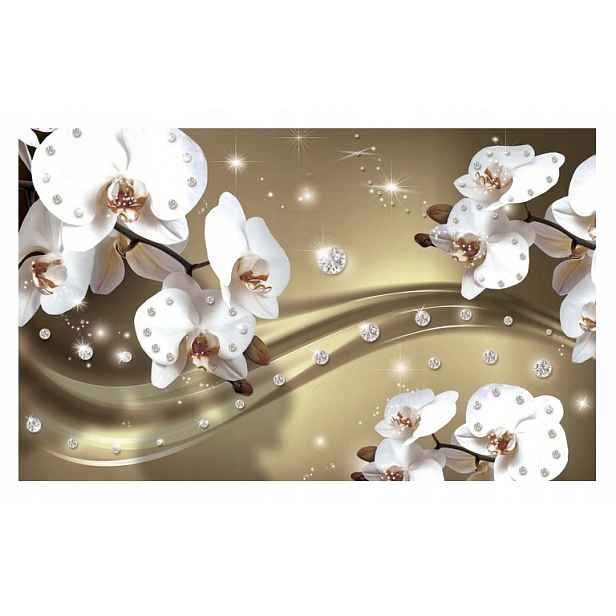 Fototapeta Orchideje 3D Květiny Diamanty Abstrakce Tapeta Na Zeď 368x254