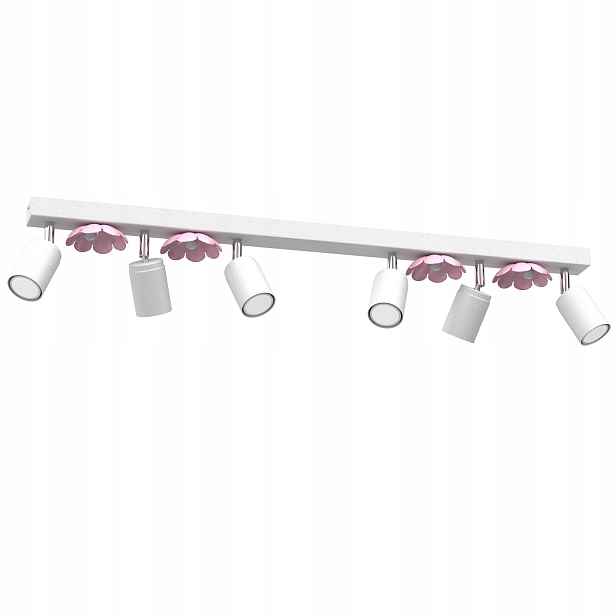 Stropní svítidlo pro děti s reflektory, bílá, růžové květy, 6 bodů, 90 cm Luminex