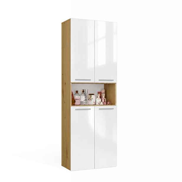 TP Living Koupelnová skříňka s 2 koši na prádlo NEL 2K DK bílý lesk/dub Artisan