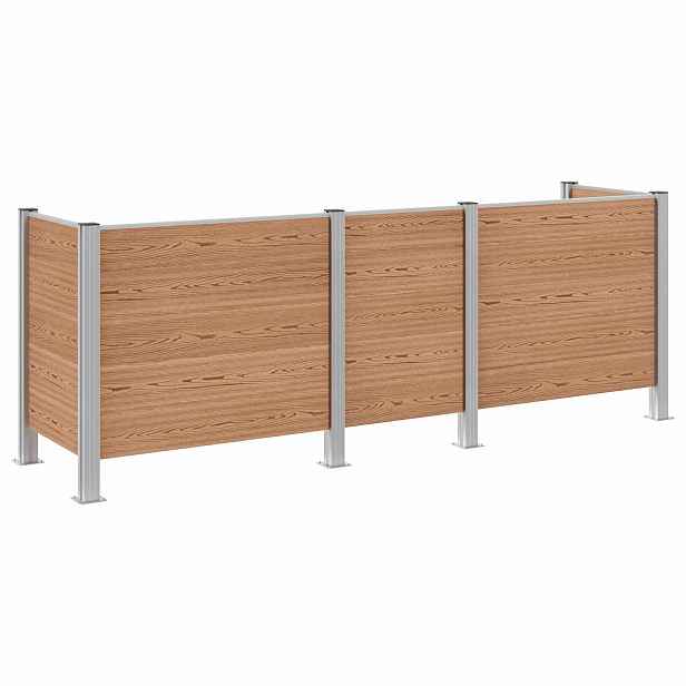 vidaXL Plot pro popelnice Hnědá 315 x 85 x 115 cm Hliník a WPC