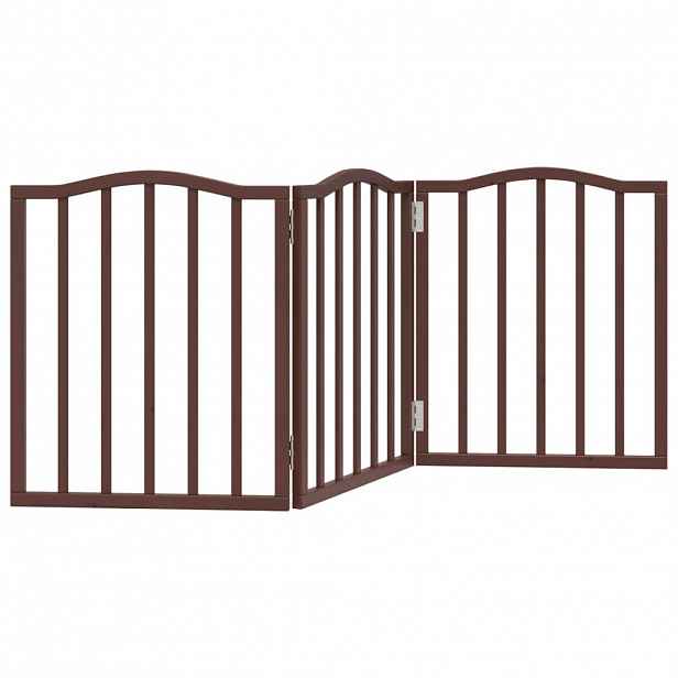vidaXL Zábrana pro psy skládací 3 panely hnědý dub 150 cm topol